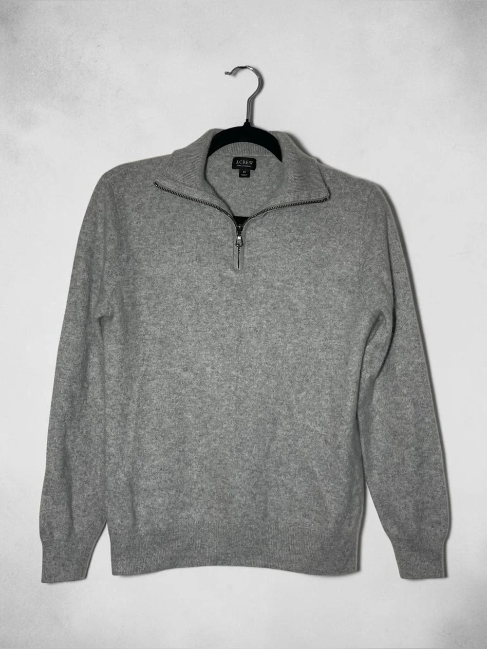 J.Crew 100% Cashmere half-zip Gray sweater Size Medium